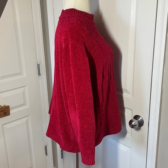 Alfred Dunner Mockneck Red Sweater Chenille Cabled Winter Holiday Christmas 3X - Picture 9 of 17
